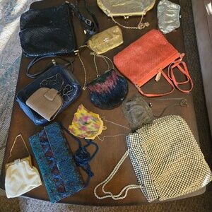 Lot of 13 vintage purses. Assorted with many Whiting and Davis